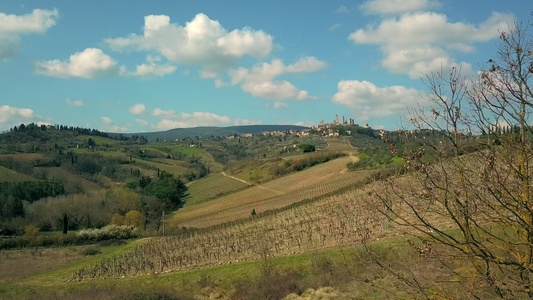 意大利托斯卡纳有葡萄园的小山视频