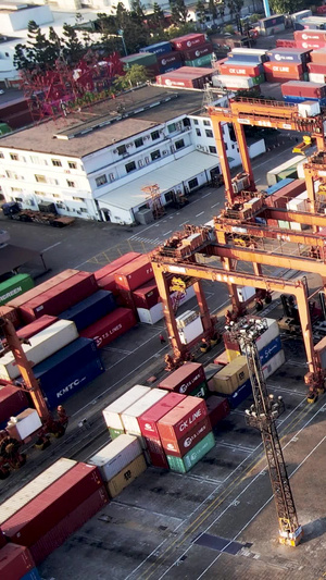 港口物流运输货柜龙门架世界地图20秒视频