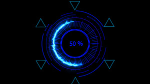 黑色屏幕上的数字蓝色仪表全电能和橙绿色亮光三角形魔法符号元素12秒视频