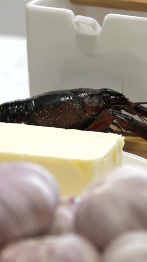 新鲜的小龙虾食材实拍香料配方7秒视频