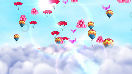 热气球云层上升视频
