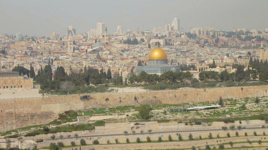 Jerusalem老城和寺庙山的全景视频