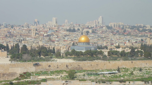以色列老城和寺庙山的全景视频
