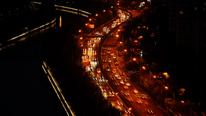 北京S型立交桥夜晚车流延时20秒视频