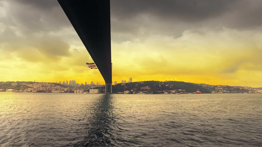 日落时的bosporus桥, Istanbul视频