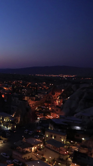 土耳其小镇格莱梅落日转夜景延时著名旅游景点16秒视频