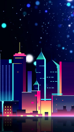 梦幻城市走屏背景视频粒子城市30秒视频