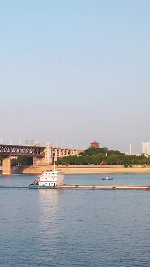 延时摄影武汉长江大桥黄鹤楼江景城市风光素材风光城市16秒视频