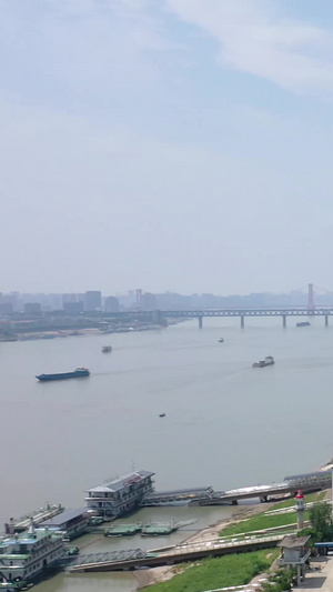 航拍武汉城市地标性建筑江汉关钟楼素材城市风光50秒视频