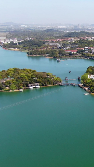 航拍天目湖山水园景区中国茶岛全景视频江苏旅游47秒视频