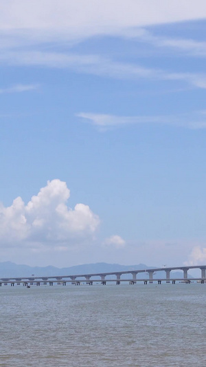 蓝天白云珠海海景港珠澳大桥素材滨海城市63秒视频
