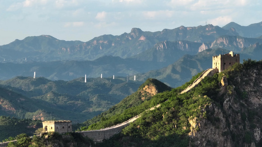 长城烽火台夕阳与落日长城建筑视频