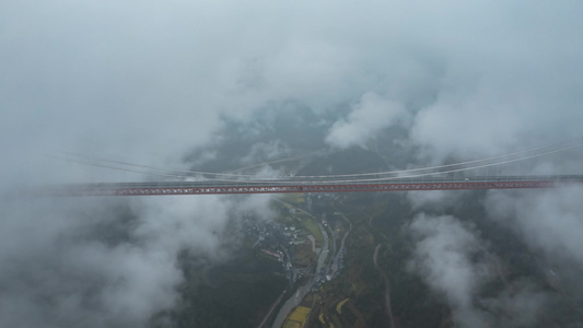 4K湖南湘西矮寨大桥基建桥梁航拍延时视频视频