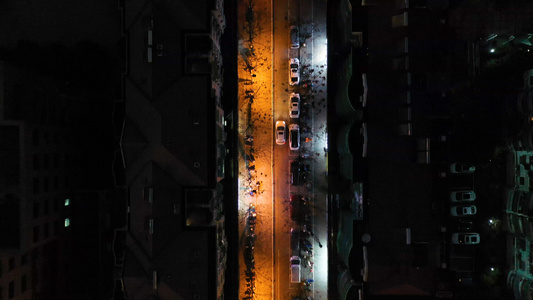 街道航拍夜景视频