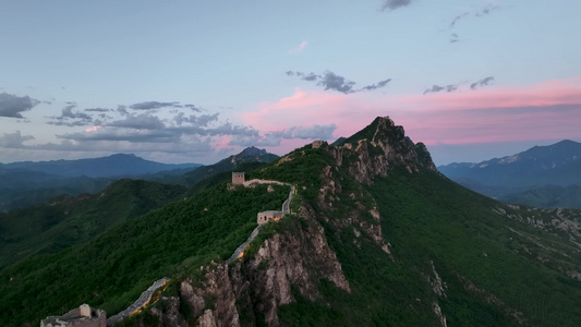 长城烽火台夕阳与落日长城建筑视频