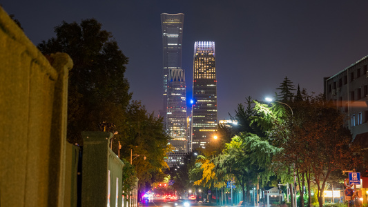 北京国贸CBD地标建筑 日转夜延时视频