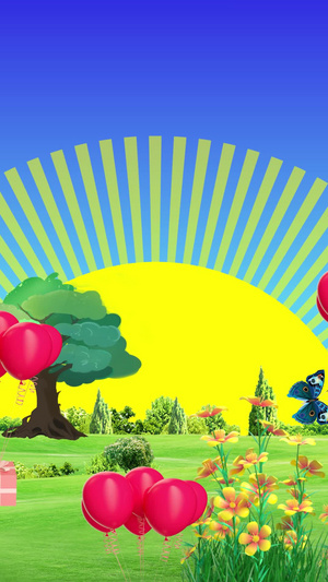 卡通儿童气球太阳背景25秒视频