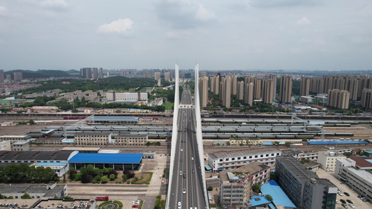 江苏徐州和平大桥地标建筑航拍视频