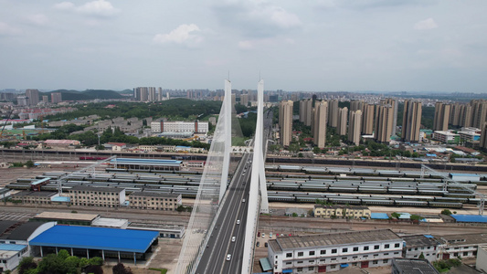 江苏徐州和平大桥地标建筑航拍视频