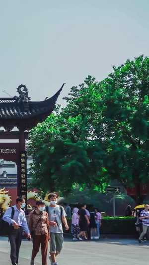 实拍南京5A景区夫子庙天下文枢牌楼人流延时摄影10秒视频