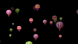 4K热气球上升动画元素带透明度15秒视频