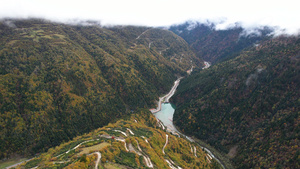 4A景区川西高原黑水县彩林景区航拍视频32秒视频