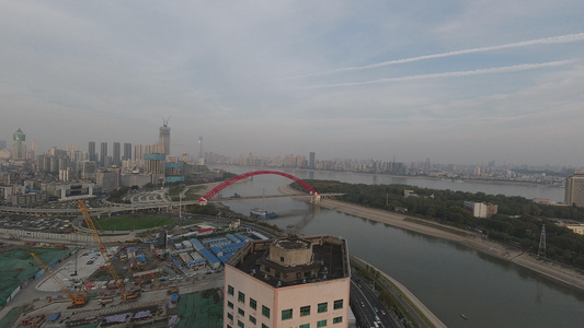 武汉汉江和晴川桥延时风光视频