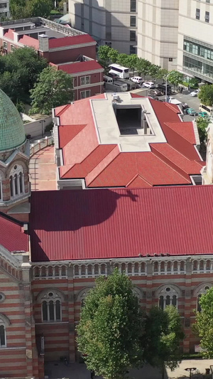天津地标建筑西开教堂航拍视频摩天大楼37秒视频