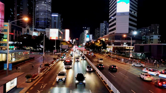 深圳夜景城市公路交通车流延时视频