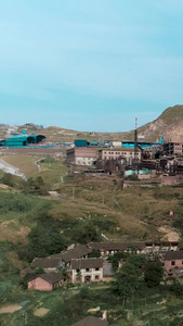 山顶炼钢厂无人机航拍生产线视频