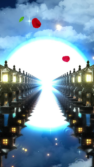三维中国风石灯夜景古典夜景30秒视频
