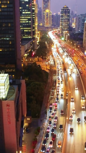 上海延安路高架夜景航拍12秒视频