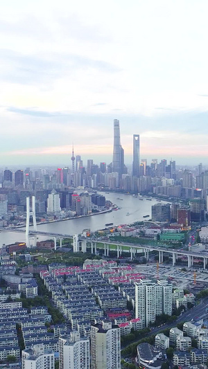 上海黄昏城市风光日景航拍45秒视频