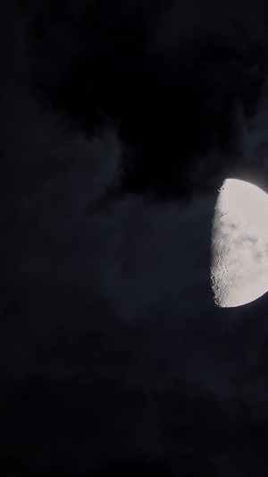 夜晚半月月亮实拍26秒视频