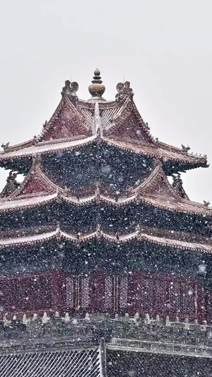 北京角楼城墙雪景76秒视频