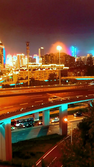 城市立交桥交通夜景航拍37秒视频