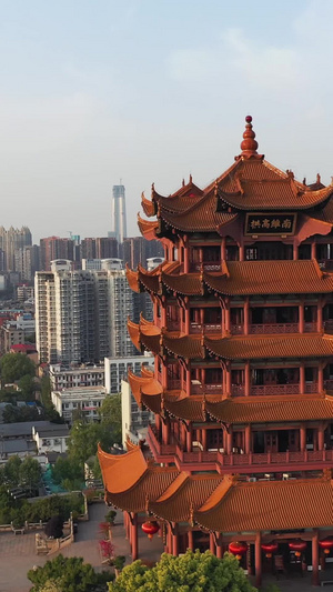 航拍环绕武汉城市地标旅游风光黄鹤楼素材11秒视频