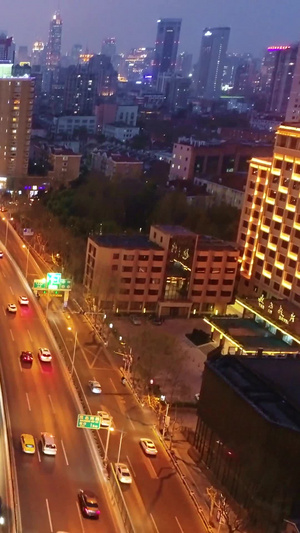 上海延安路高架夜景航拍12秒视频