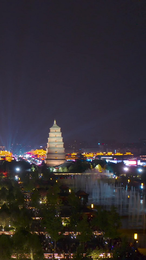 大雁塔夜景航拍130秒视频