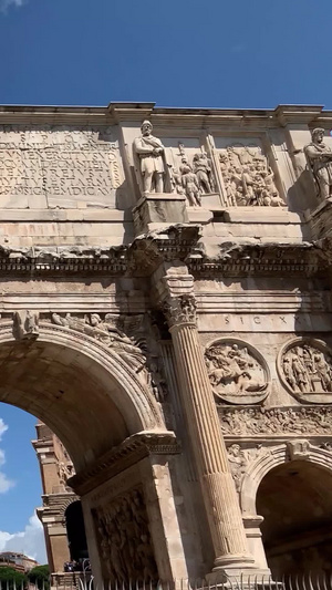 意大利罗马著名旅游景点君士坦丁凯旋门实拍视频19秒视频