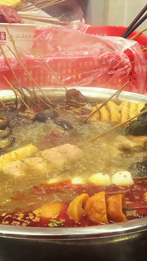 湖北荆州地方特色小吃美食中餐麻辣烫制作过程素材小吃素材55秒视频