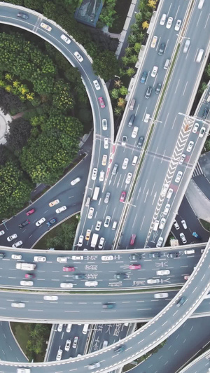 素材延时摄影航拍城市立体交通素材风光城市6秒视频