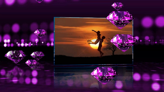 3D三维立体豪华紫色钻石婚礼婚庆图文展示会声会影x10模板视频