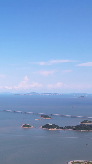城市风光珠海海边航拍港珠澳大桥素材城市交通55秒视频