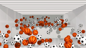 4K夏日篮球足球创意裸眼3D效果40秒视频