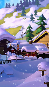冬季大雪堆雪人雪景背景视频冬季背景视频