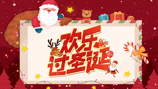 简洁卡通圣诞节节日祝福片头展示AE模板视频