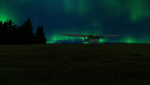 草地上的小飞机底底座为北极光3D21秒视频