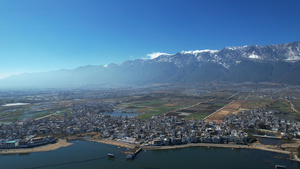 航拍云南旅游大理古城苍山洱海农田乡村全景4k素材51秒视频