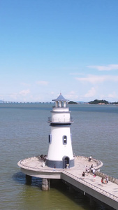 环绕航拍广东珠海大海海景地标灯塔素材小清新景点视频